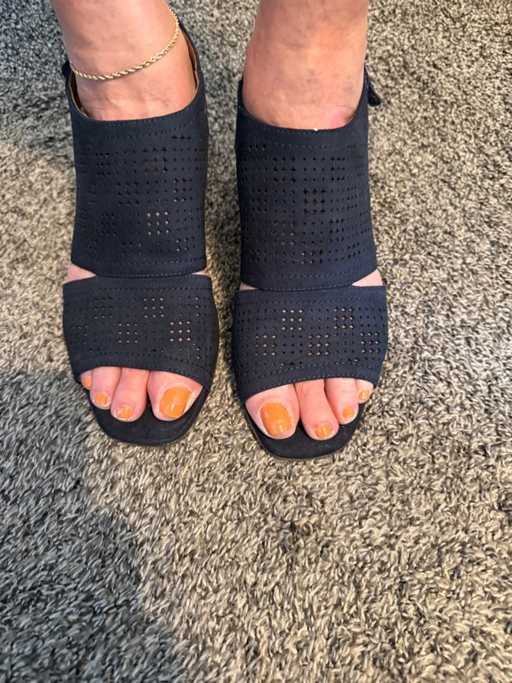 Open-Toe navy Heel Sandals